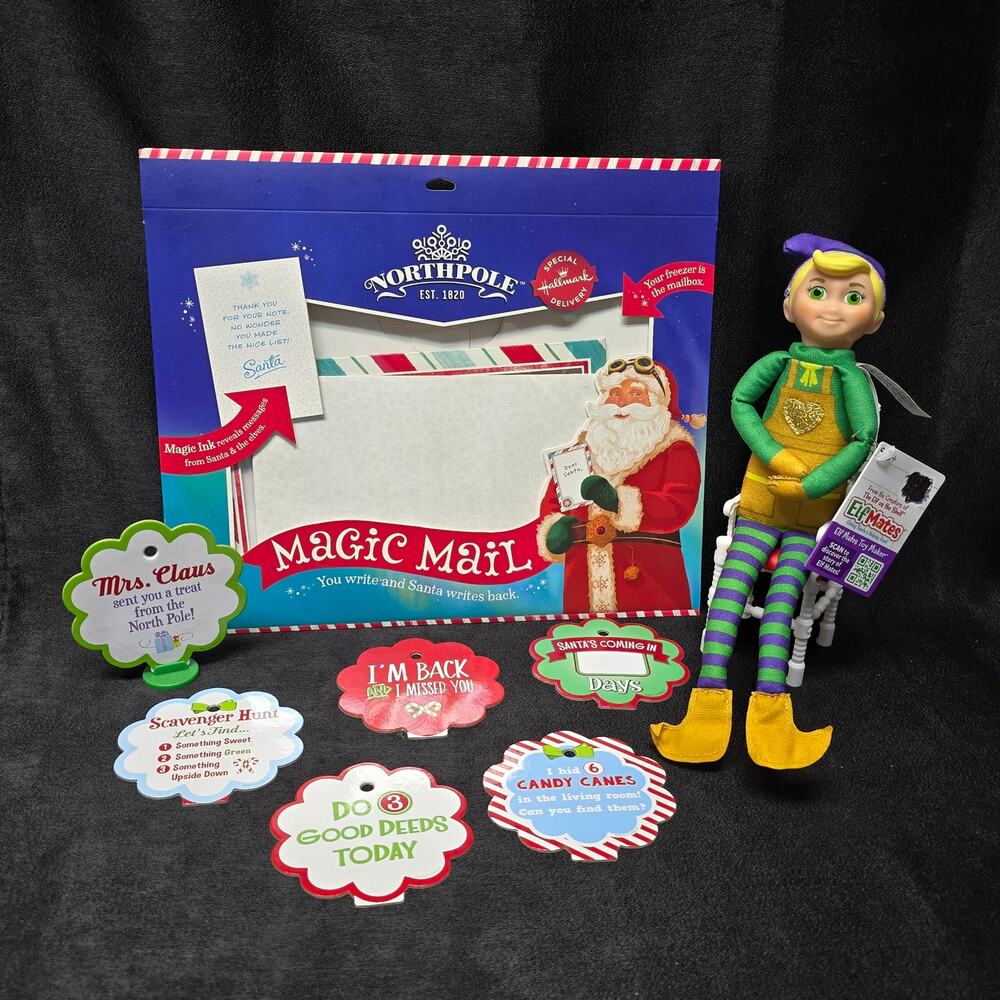 Christmas Elf on the Shelf Elf Mates TOY MAKER Doll Figure & Magic Mail Chair